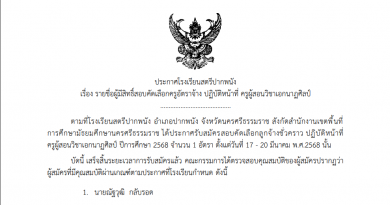 ประกาศรายชื่อผู้มีสิทธิ์สอบครูนาฏศิลป์